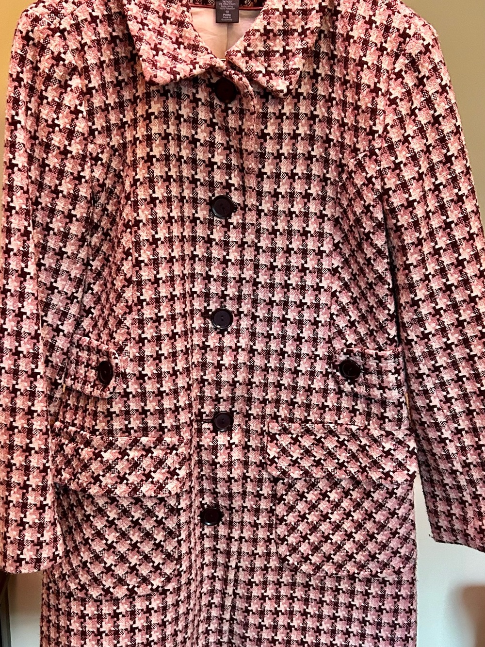Moda International Pink Houndstooth Trench Coat